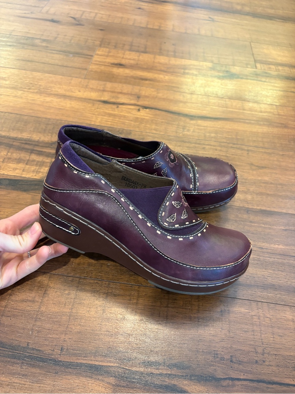 Spring Step L’Artiste Burbank Purple Leather Clogs Women’s EU 37 US 7